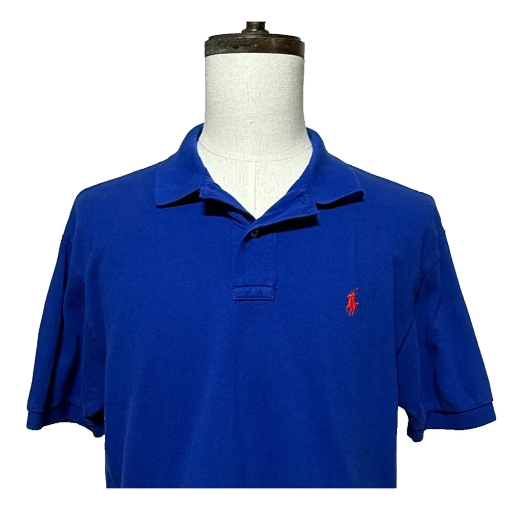 Polo‎ Ralph Lauren Shirt Mens Large Blue Short Sleeve Knit Golf Polo Preppy